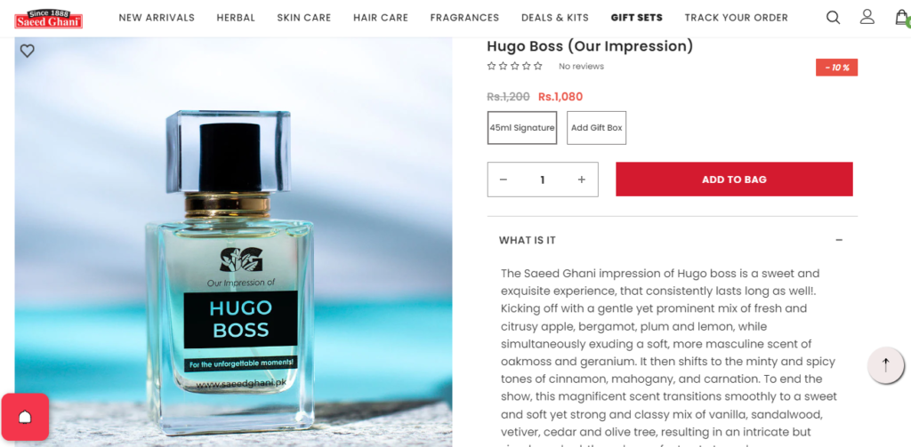 Hugo Boss by Saeed Ghani best perfumes for men in pakistan